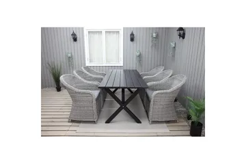 Utomhusmöbelgrupp 190 cm Bord & 6 Belize grå stolar Svart - Svart - Utemöbler & utemiljö - Utegrupp - Matgrupp utomhus