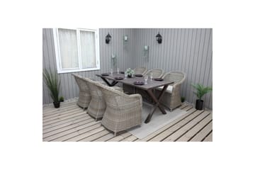 Utomhusmöbelgrupp 190 cm Bord & 6 Belize naturell stolar Brun - Brun - Utemöbler & utemiljö - Utegrupp - Matgrupp utomhus