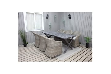 Utomhusmöbelgrupp 190 cm Bord & 6 Belize naturell stolar Grå - Grå - Utemöbler & utemiljö - Utegrupp - Matgrupp utomhus