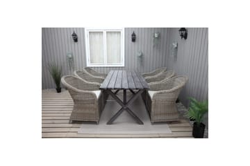 Utomhusmöbelgrupp 190 cm Bord & 6 Belize naturell stolar Grå - Grå - Utemöbler & utemiljö - Utegrupp - Matgrupp utomhus