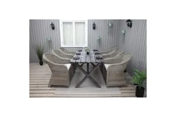Utomhusmöbelgrupp 190 cm Bord & 6 Belize naturell stolar Grå - Grå - Utemöbler & utemiljö - Utegrupp - Matgrupp utomhus