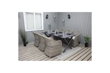 Utomhusmöbelgrupp 190 cm Bord & 6 Belize naturell stolar Grå - Grå - Utemöbler & utemiljö - Utegrupp - Matgrupp utomhus