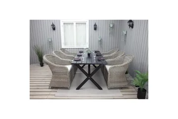 Utomhusmöbelgrupp 190 cm Bord & 6 Belize naturell stolar Svart - Svart - Utemöbler & utemiljö - Utegrupp - Matgrupp utomhus