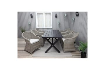 Utomhusmöbelgrupp 190 cm Bord & 6 Belize naturell stolar Svart - Svart - Utemöbler & utemiljö - Utegrupp - Matgrupp utomhus