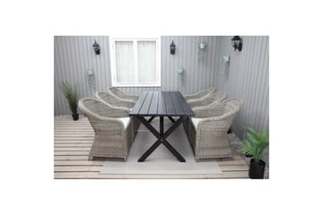 Utomhusmöbelgrupp 190 cm Bord & 6 Belize naturell stolar Svart - Svart - Utemöbler & utemiljö - Utegrupp - Matgrupp utomhus