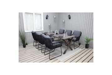 Utomhusmöbelgrupp 190 cm Bord & 6 Levanto grå stolar Brun - Brun - Utemöbler & utemiljö - Utegrupp - Matgrupp utomhus