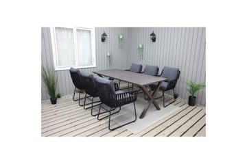 Utomhusmöbelgrupp 190 cm Bord & 6 Levanto grå stolar Brun