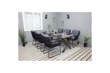 Utomhusmöbelgrupp 190 cm Bord & 6 Levanto grå stolar Brun - Brun - Utemöbler & utemiljö - Utegrupp - Matgrupp utomhus