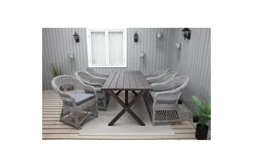 Utomhusmöbelgrupp 190 cm Bord & 6 Merida grå stolar Brun - Brun - Utemöbler & utemiljö - Utegrupp - Matgrupp utomhus