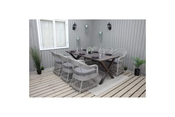 Utomhusmöbelgrupp 190 cm Bord & 6 Merida grå stolar Brun - Brun - Utemöbler & utemiljö - Utegrupp - Matgrupp utomhus