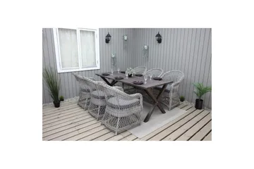 Utomhusmöbelgrupp 190 cm Bord & 6 Merida grå stolar Brun - Brun - Utemöbler & utemiljö - Utegrupp - Matgrupp utomhus