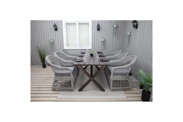 Utomhusmöbelgrupp 190 cm Bord & 6 Merida grå stolar Brun - Brun - Utemöbler & utemiljö - Utegrupp - Matgrupp utomhus