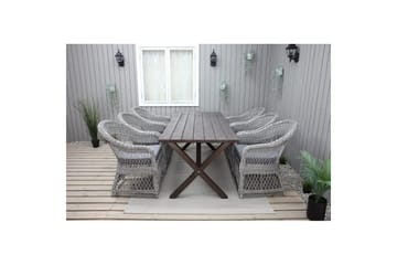 Utomhusmöbelgrupp 190 cm Bord & 6 Merida grå stolar Brun - Brun - Utemöbler & utemiljö - Utegrupp - Matgrupp utomhus