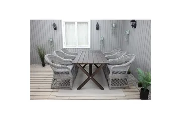 Utomhusmöbelgrupp 190 cm Bord & 6 Merida grå stolar Brun - Brun - Utemöbler & utemiljö - Utegrupp - Matgrupp utomhus
