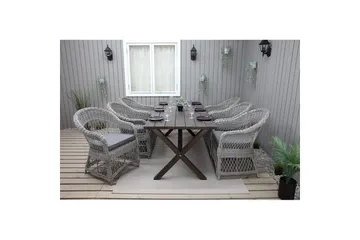 Utomhusmöbelgrupp 190 cm Bord & 6 Merida grå stolar Brun - Brun - Utemöbler & utemiljö - Utegrupp - Matgrupp utomhus