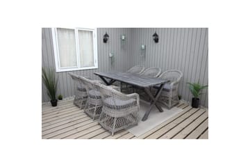 Utomhusmöbelgrupp 190 cm Bord & 6 Merida grå stolar Grå