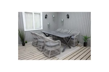 Utomhusmöbelgrupp 190 cm Bord & 6 Merida grå stolar Grå - Grå - Utemöbler & utemiljö - Utegrupp - Matgrupp utomhus