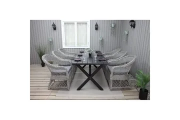 Utomhusmöbelgrupp 190 cm Bord & 6 Merida grå stolar Svart - Svart - Utemöbler & utemiljö - Utegrupp - Matgrupp utomhus