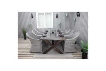 Utomhusmöbelgrupp 220 cm bord & 6 Belize grå stolar Brun - Brun - Utemöbler & utemiljö - Utegrupp - Matgrupp utomhus