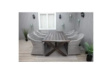 Utomhusmöbelgrupp 220 cm bord & 6 Belize grå stolar Brun - Brun - Utemöbler & utemiljö - Utegrupp - Matgrupp utomhus