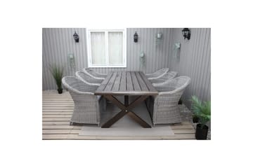 Utomhusmöbelgrupp 220 cm bord & 6 Belize grå stolar Brun - Brun - Utemöbler & utemiljö - Utegrupp - Matgrupp utomhus