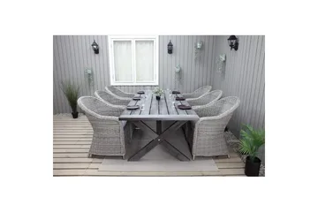 Utomhusmöbelgrupp 220 cm bord & 6 Belize grå stolar Grå - Grå - Utemöbler & utemiljö - Utegrupp - Matgrupp utomhus