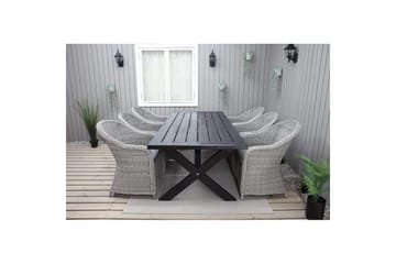 Utomhusmöbelgrupp 220 cm bord & 6 Belize grå stolar Svart - Svart - Utemöbler & utemiljö - Utegrupp - Matgrupp utomhus