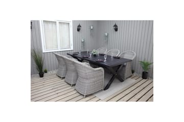 Utomhusmöbelgrupp 220 cm bord & 6 Belize grå stolar Svart - Svart - Utemöbler & utemiljö - Utegrupp - Matgrupp utomhus