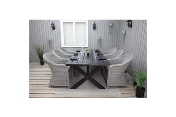 Utomhusmöbelgrupp 220 cm bord & 6 Belize grå stolar Svart - Svart - Utemöbler & utemiljö - Utegrupp - Matgrupp utomhus