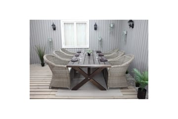 Utomhusmöbelgrupp 220 cm bord & 6 Belize naturell stolar Brun - Brun - Utemöbler & utemiljö - Utegrupp - Matgrupp utomhus