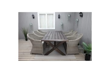 Utomhusmöbelgrupp 220 cm bord & 6 Belize naturell stolar Brun - Brun - Utemöbler & utemiljö - Utegrupp - Matgrupp utomhus