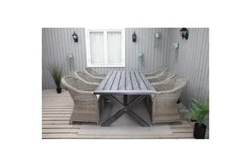 Utomhusmöbelgrupp 220 cm bord & 6 Belize naturell stolar Grå - Grå - Utemöbler & utemiljö - Utegrupp - Matgrupp utomhus