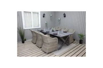 Utomhusmöbelgrupp 220 cm bord & 6 Belize naturell stolar Grå - Grå - Utemöbler & utemiljö - Utegrupp - Matgrupp utomhus