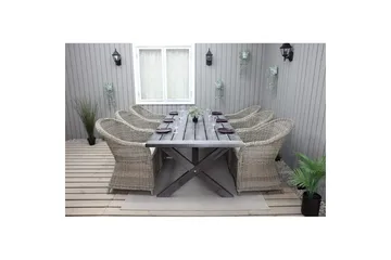 Utomhusmöbelgrupp 220 cm bord & 6 Belize naturell stolar Grå - Grå - Utemöbler & utemiljö - Utegrupp - Matgrupp utomhus