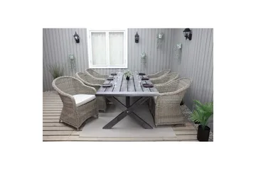 Utomhusmöbelgrupp 220 cm bord & 6 Belize naturell stolar Grå - Grå - Utemöbler & utemiljö - Utegrupp - Matgrupp utomhus