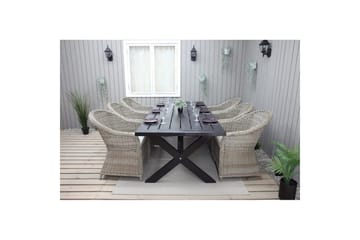 Utomhusmöbelgrupp 220 cm bord & 6 Belize naturell stolar Svart - Svart - Utemöbler & utemiljö - Utegrupp - Matgrupp utomhus