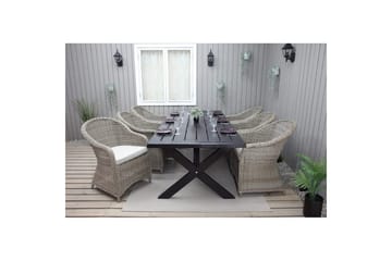 Utomhusmöbelgrupp 220 cm bord & 6 Belize naturell stolar Svart - Svart - Utemöbler & utemiljö - Utegrupp - Matgrupp utomhus