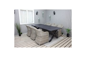 Utomhusmöbelgrupp 220 cm bord & 6 Belize naturell stolar Svart - Svart - Utemöbler & utemiljö - Utegrupp - Matgrupp utomhus