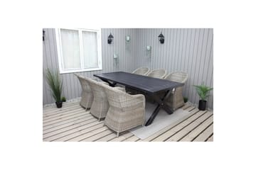 Utomhusmöbelgrupp 220 cm bord & 6 Belize naturell stolar Svart - Svart - Utemöbler & utemiljö - Utegrupp - Matgrupp utomhus