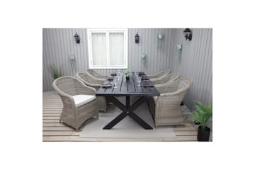 Utomhusmöbelgrupp 220 cm bord & 6 Belize naturell stolar Svart - Svart - Utemöbler & utemiljö - Utegrupp - Matgrupp utomhus