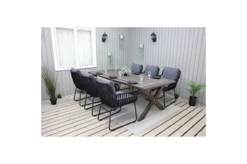 Utomhusmöbelgrupp 220 cm Bord & 6 Levanto grå stolar Brun - Brun - Utemöbler & utemiljö - Utegrupp - Matgrupp utomhus