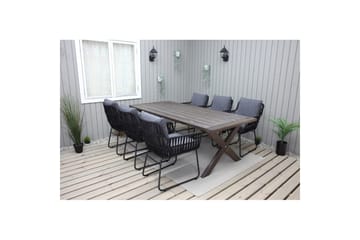 Utomhusmöbelgrupp 220 cm Bord & 6 Levanto grå stolar Brun