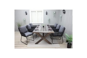Utomhusmöbelgrupp 220 cm Bord & 6 Levanto grå stolar Brun - Brun - Utemöbler & utemiljö - Utegrupp - Matgrupp utomhus