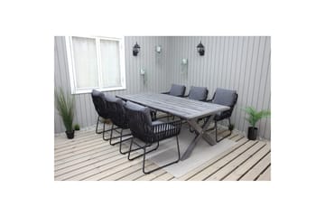 Utomhusmöbelgrupp 220 cm Bord & 6 Levanto grå stolar Grå - Grå - Utemöbler & utemiljö - Utegrupp - Matgrupp utomhus