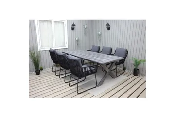 Utomhusmöbelgrupp 220 cm Bord & 6 Levanto grå stolar Grå - Grå - Utemöbler & utemiljö - Utegrupp - Matgrupp utomhus