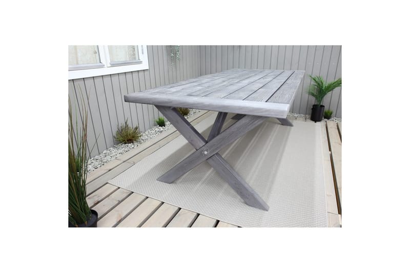 Utomhusmöbelgrupp 220 cm Bord & 6 Levanto grå stolar Grå - Grå - Utemöbler & utemiljö - Utegrupp - Matgrupp utomhus