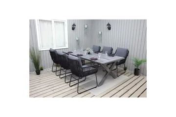 Utomhusmöbelgrupp 220 cm Bord & 6 Levanto grå stolar Grå - Grå - Utemöbler & utemiljö - Utegrupp - Matgrupp utomhus