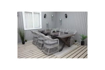 Utomhusmöbelgrupp 220 cm bord & 6 Merida grå stolar Brun - Brun - Utemöbler & utemiljö - Utegrupp - Matgrupp utomhus