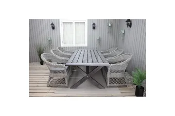 Utomhusmöbelgrupp 220 cm bord & 6 Merida grå stolar Grå - Grå - Utemöbler & utemiljö - Utegrupp - Matgrupp utomhus