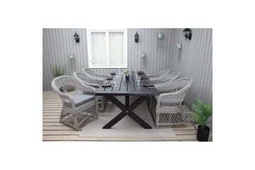 Utomhusmöbelgrupp 220 cm bord & 6 Merida grå stolar Svart - Svart - Utemöbler & utemiljö - Utegrupp - Matgrupp utomhus